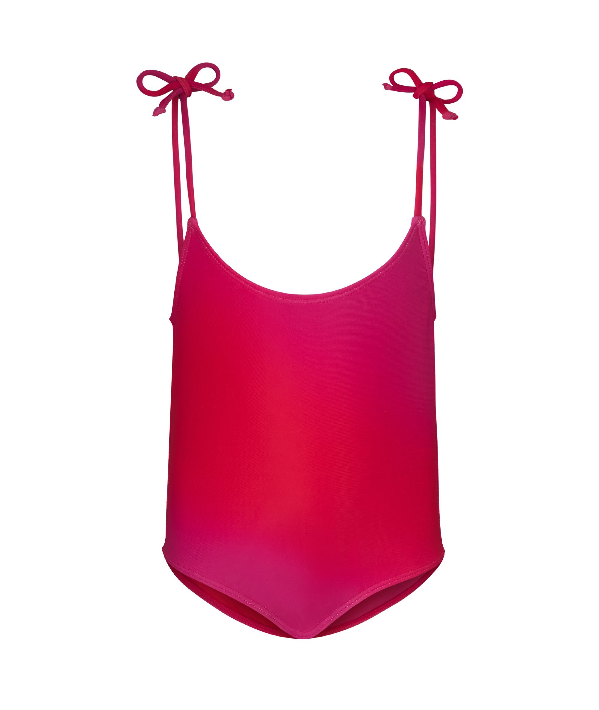 Kylie Swim Mini Swim Red/Pink Ombre Features Adjustable Straps and Doubled Lined Fabric.